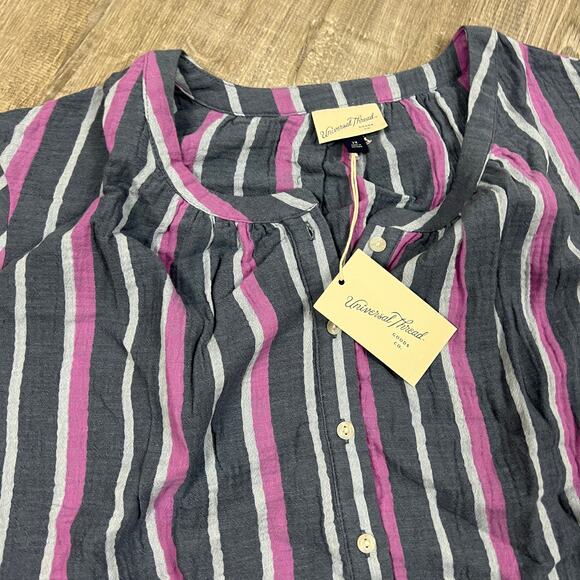 Universal Thread Women's Plus Size Purple Striped Long Sleeve Blouse - 2X - NWT - Picture 3 of 8